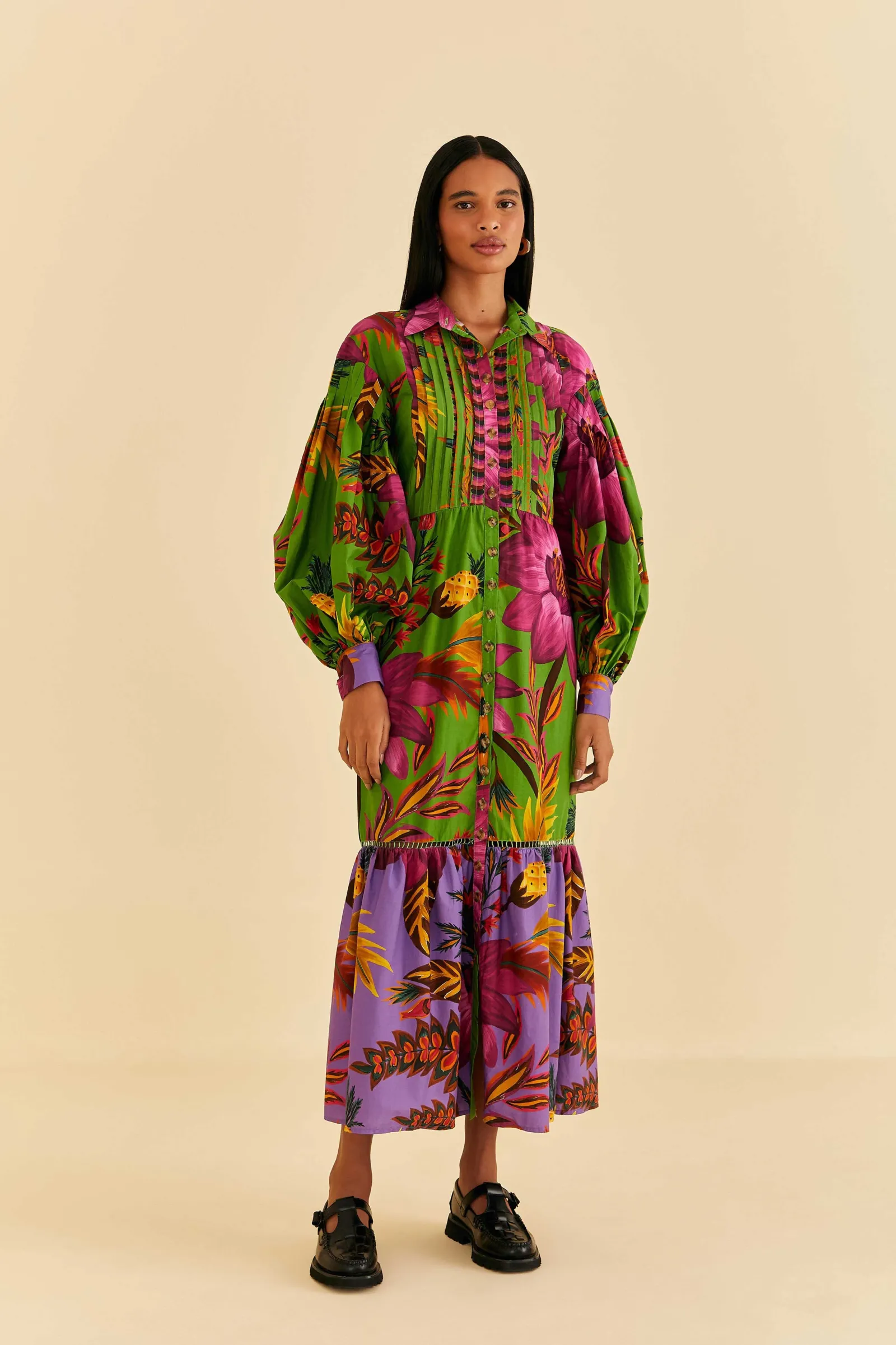  MAXI FLOWERS ORGANIC COTTON MAXI DRESS