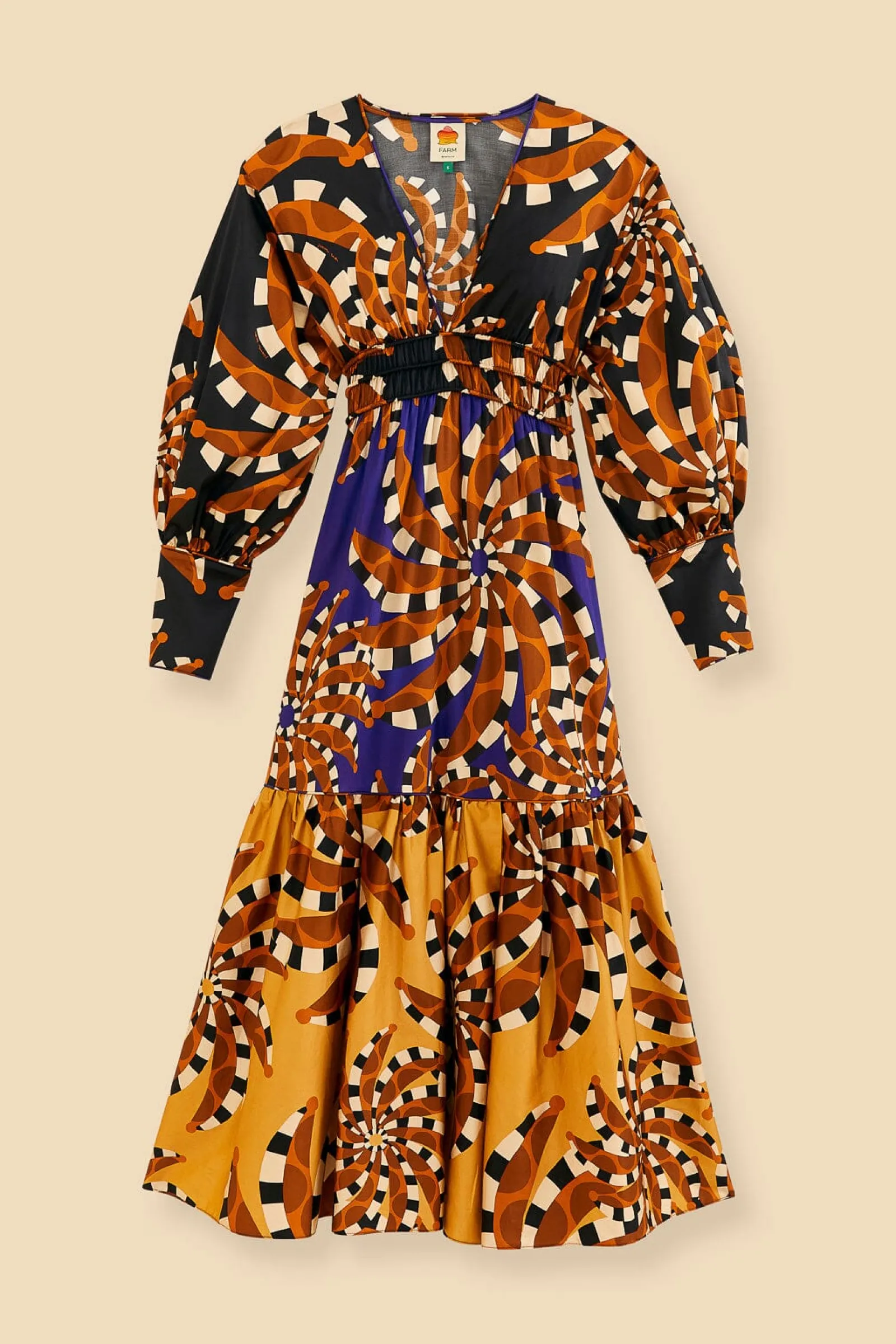 MIXED BANANADA LONG SLEEVE MAXI DRESS