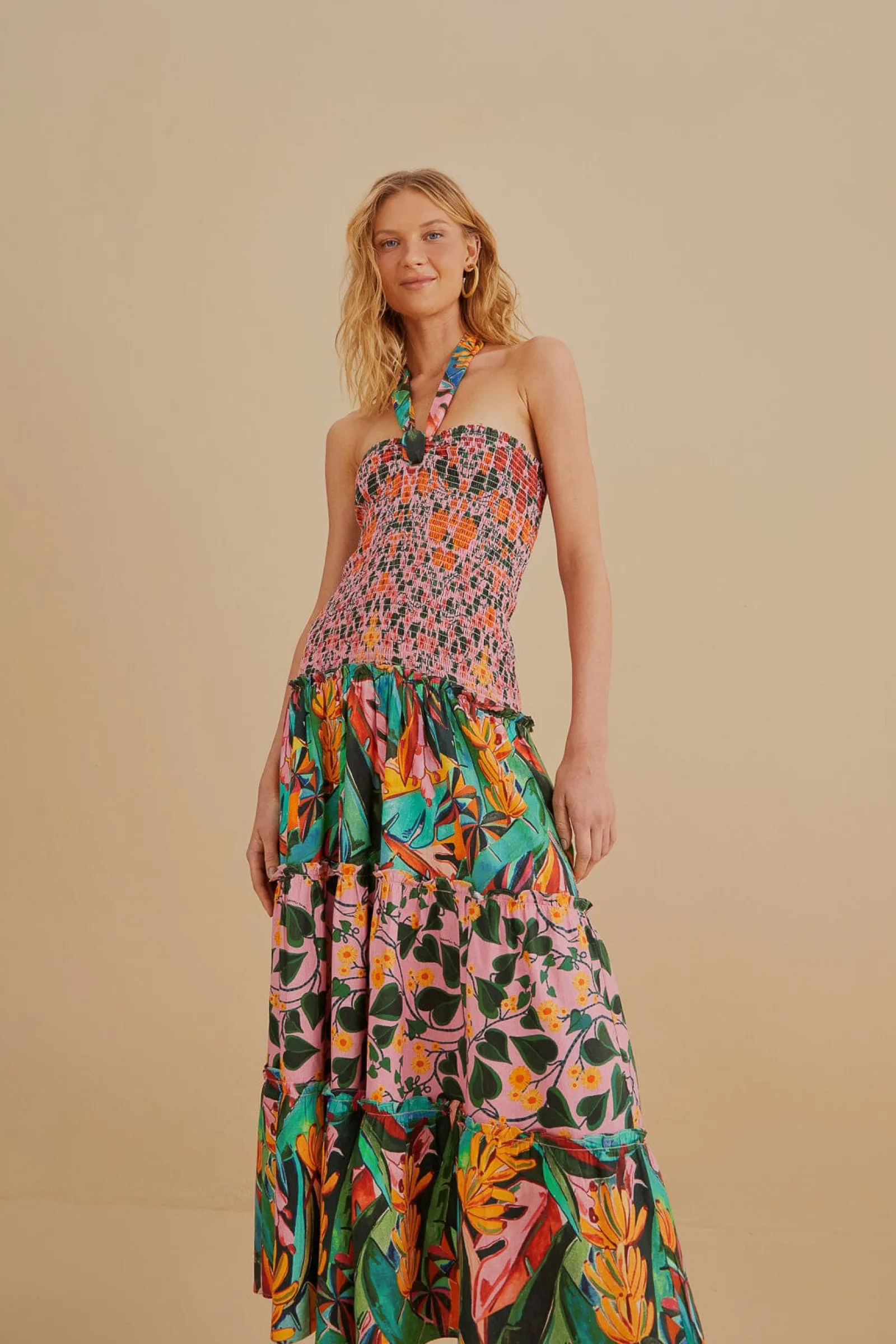  MIXED HEART IVY SCARF SLEEVELESS MIDI DRESS