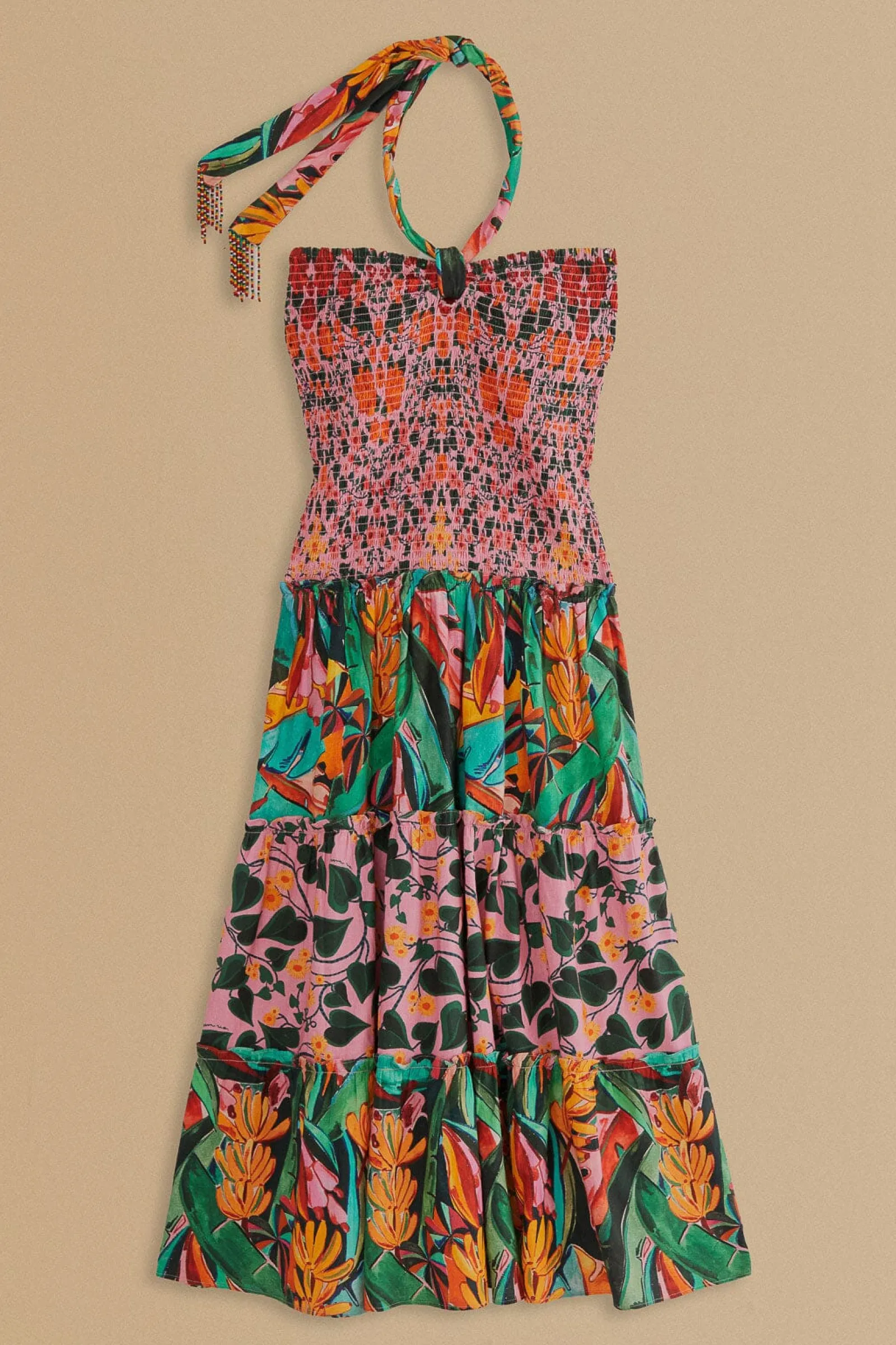 MIXED HEART IVY SCARF SLEEVELESS MIDI DRESS