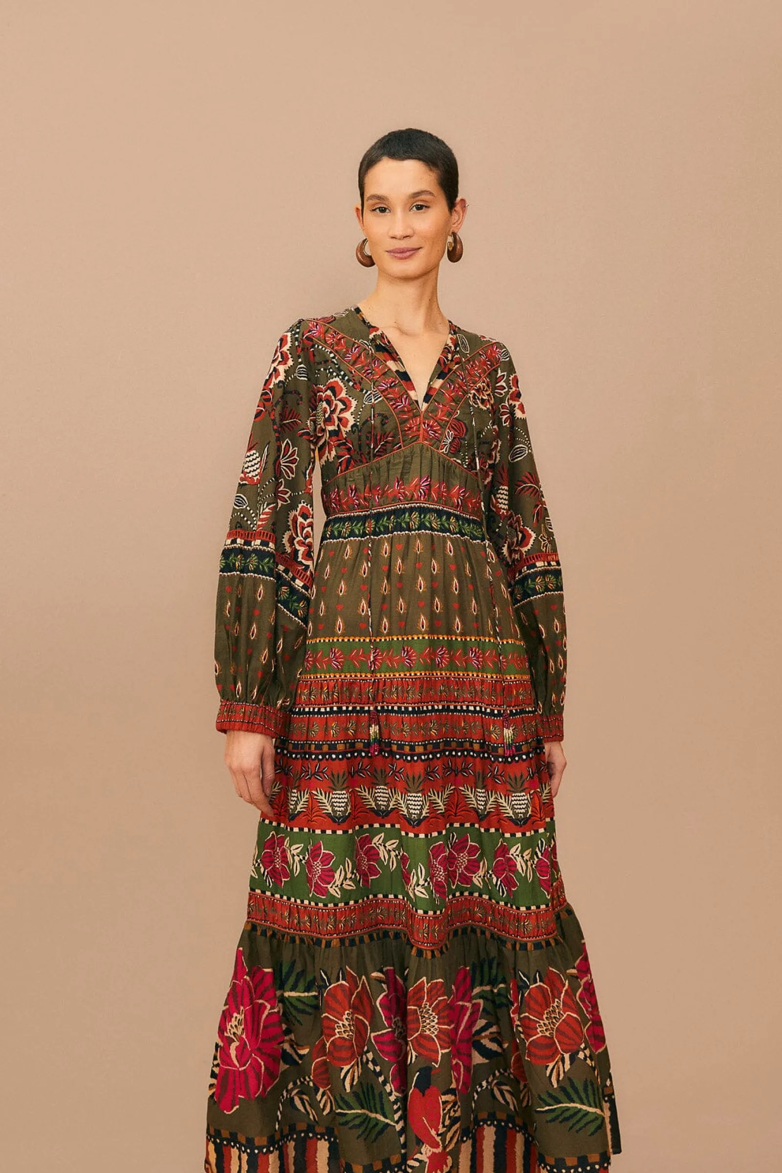 MULTICOLOR AINIKA FLORAL GARDEN MAXI DRESS