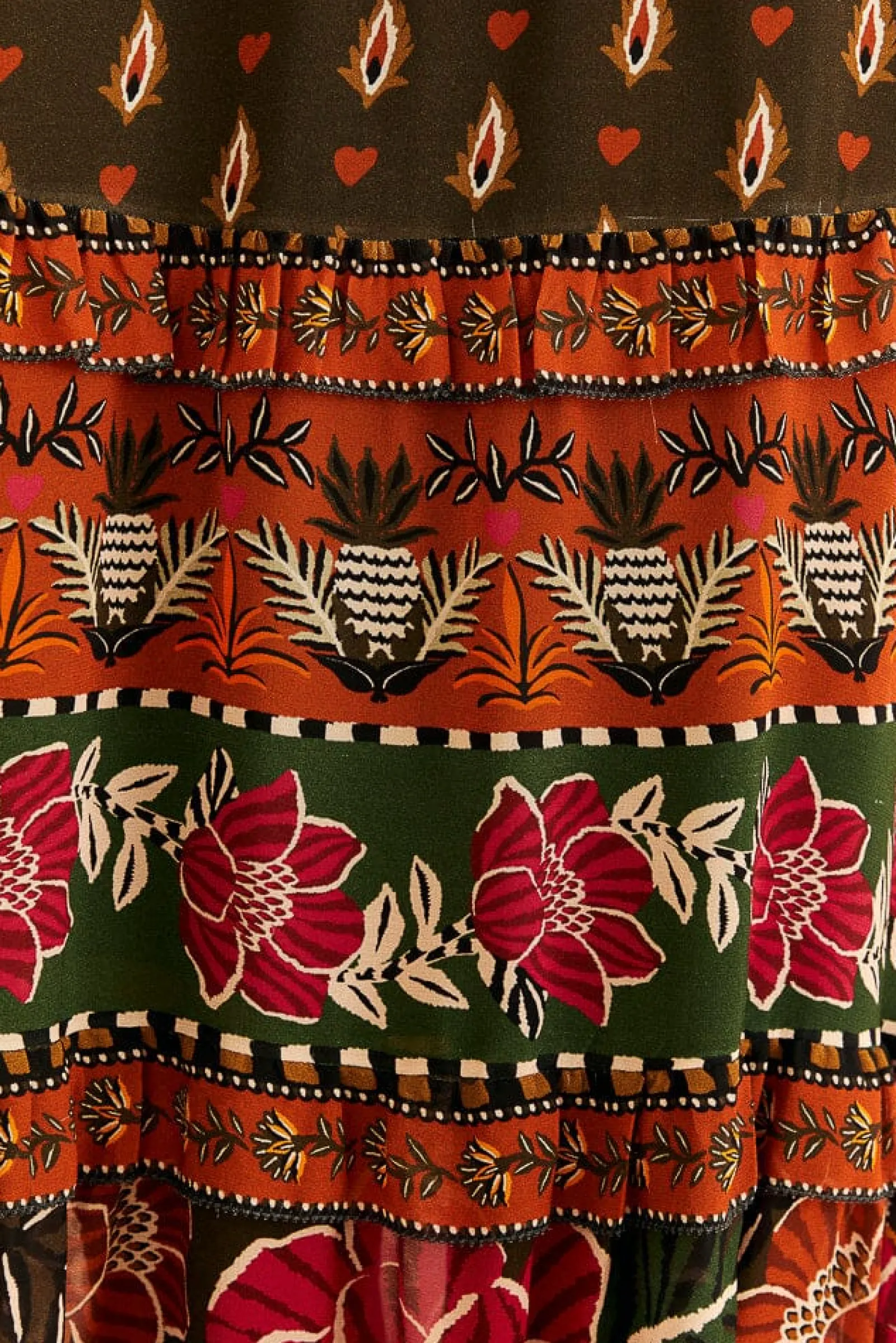  MULTICOLOR AINIKA FLORAL GARDEN TIERED MAXI SKIRT