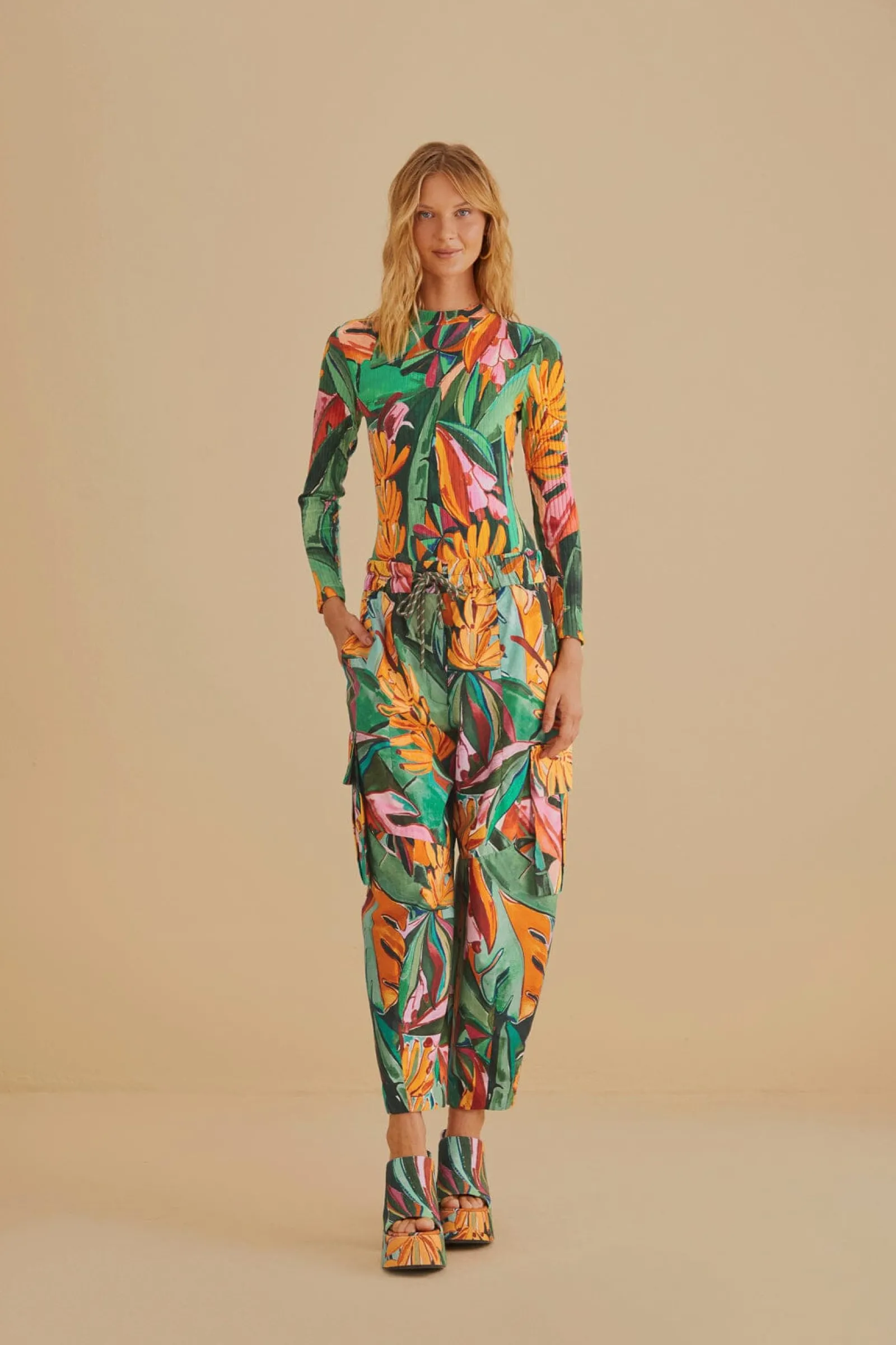 MULTICOLOR BANANA FOLIAGE ORGANIC COTTON BODYSUIT