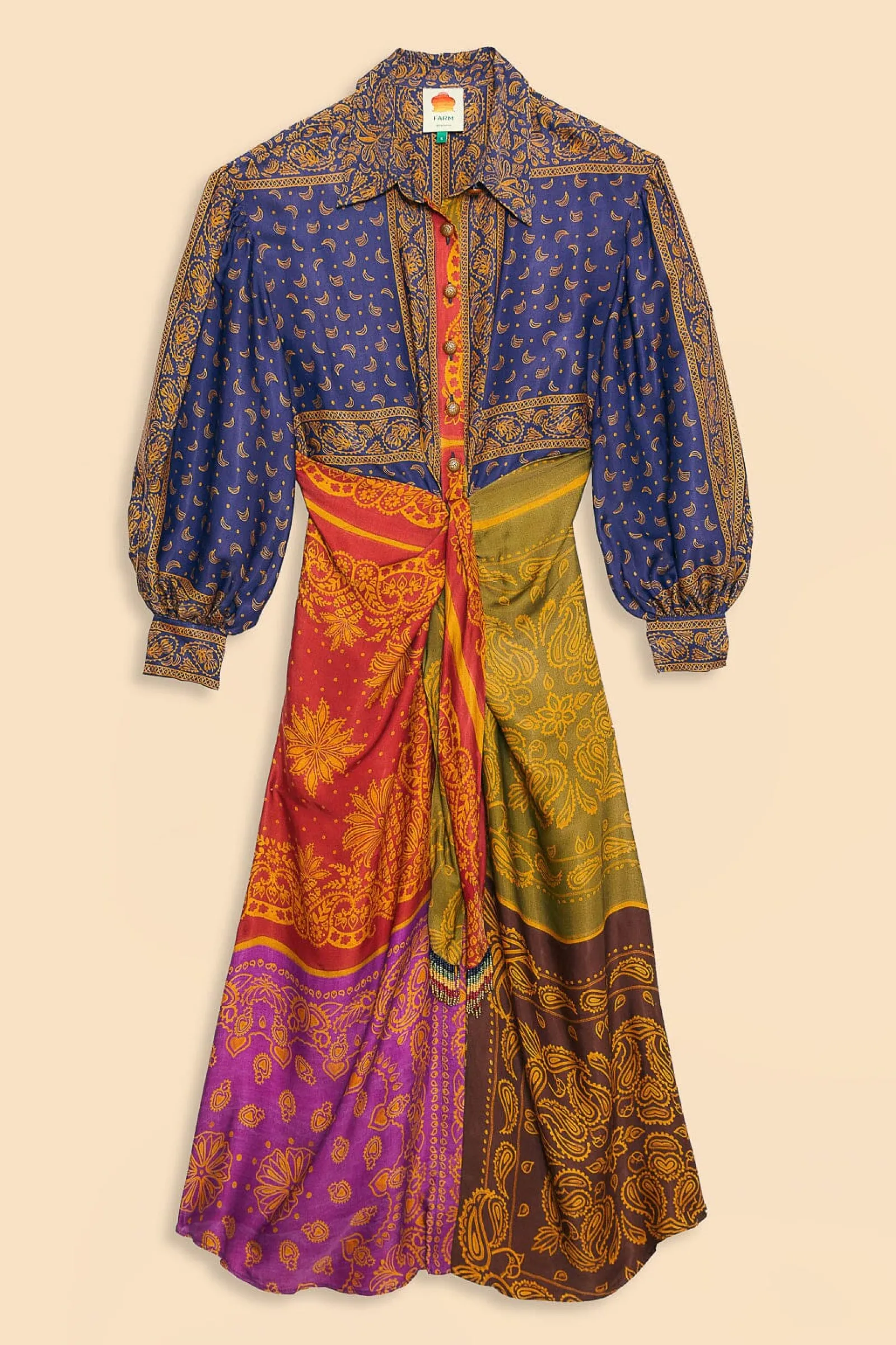 MULTICOLOR BANDANA DREAM MIDI SHIRTDRESS
