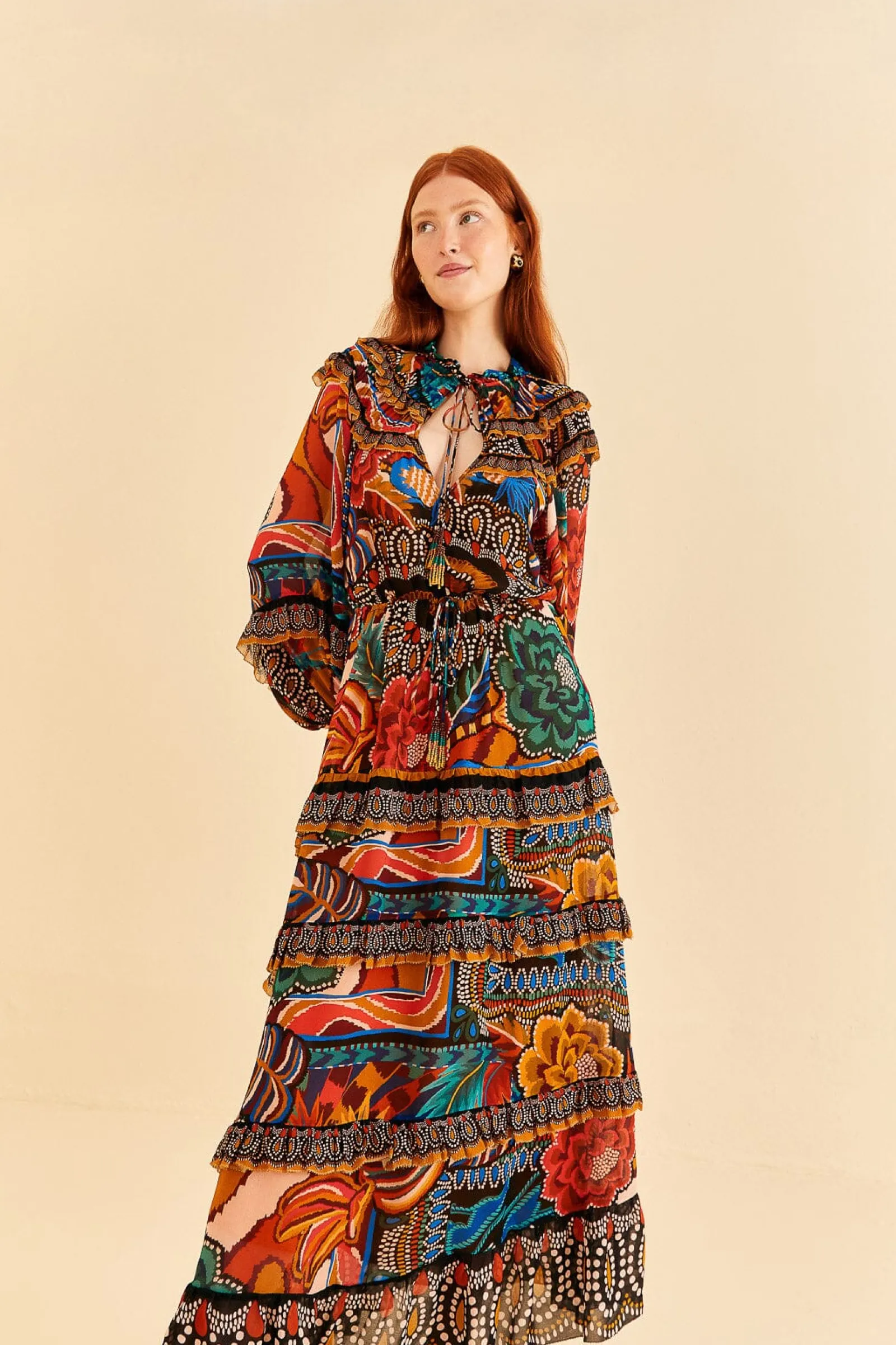  MULTICOLOR FALL MIX MAXI DRESS