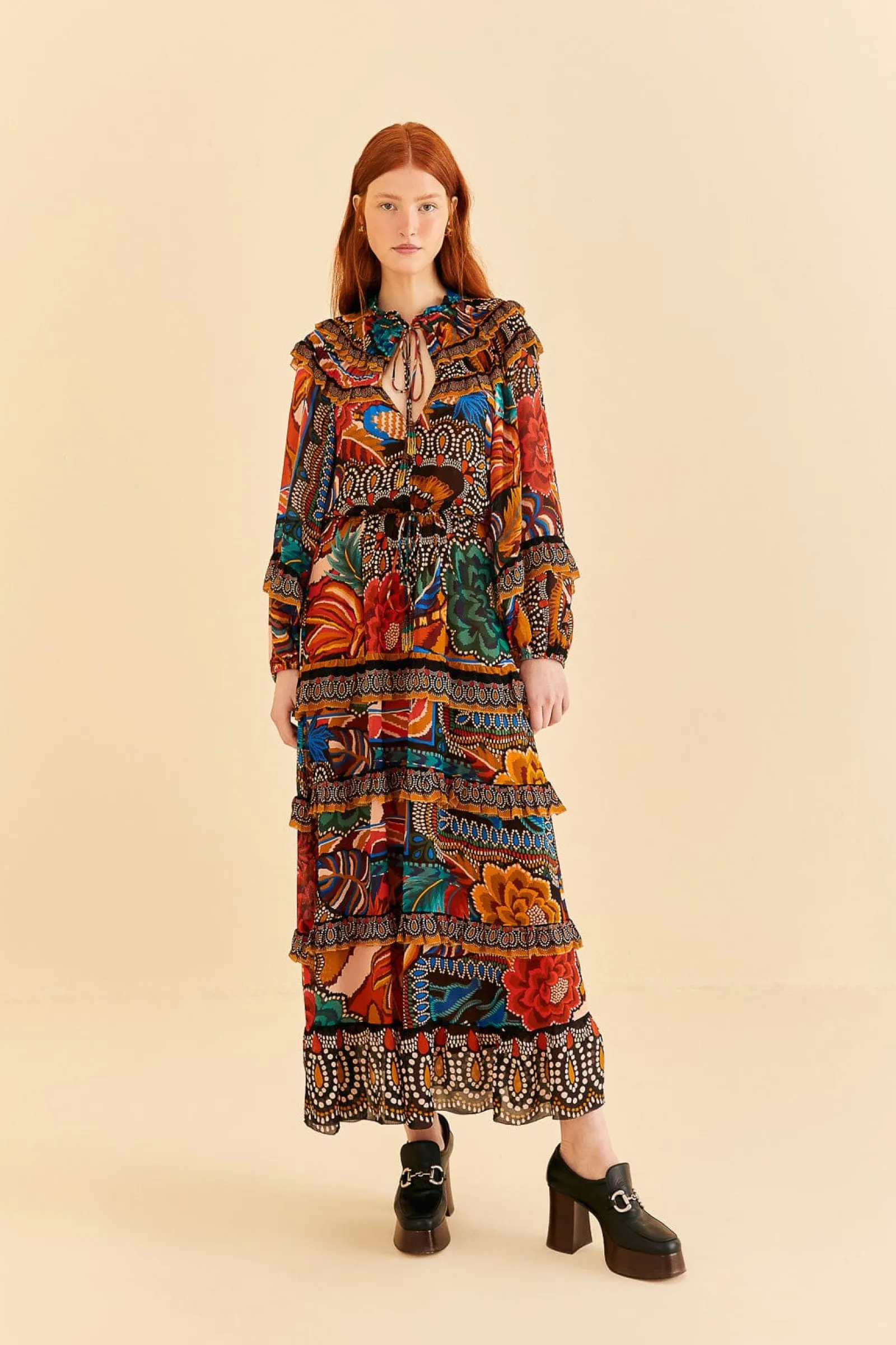  MULTICOLOR FALL MIX MAXI DRESS