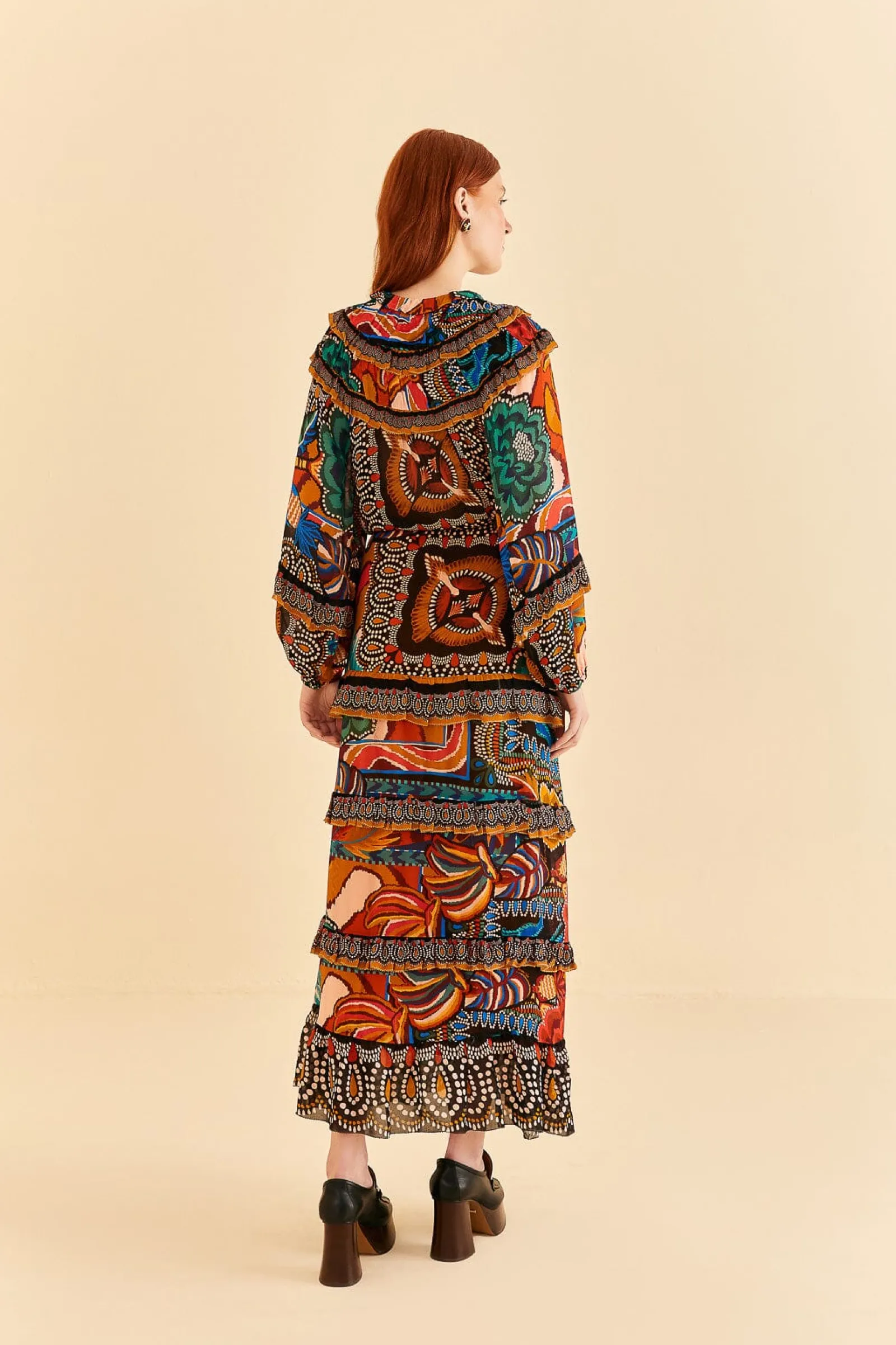  MULTICOLOR FALL MIX MAXI DRESS