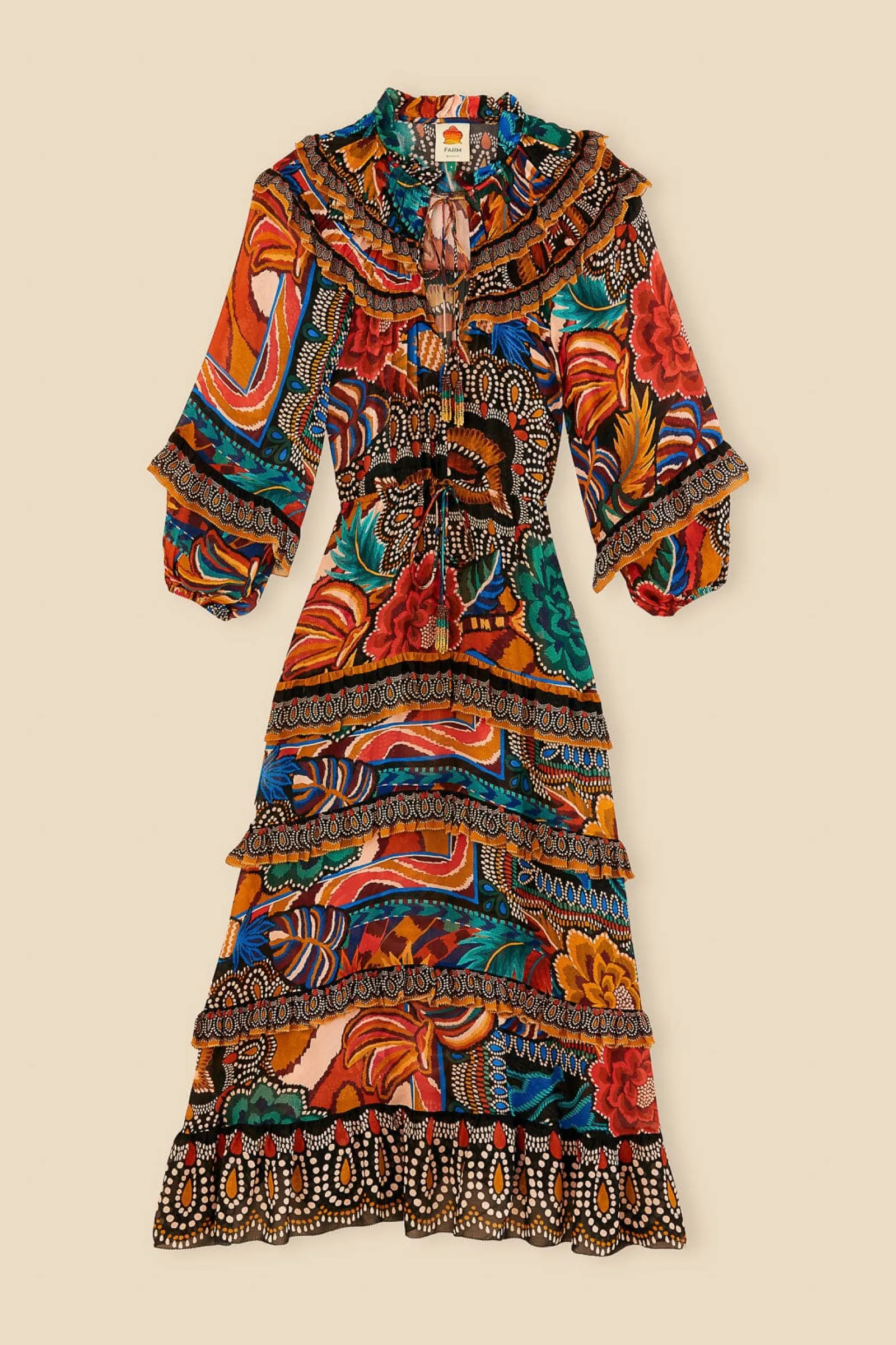  MULTICOLOR FALL MIX MAXI DRESS