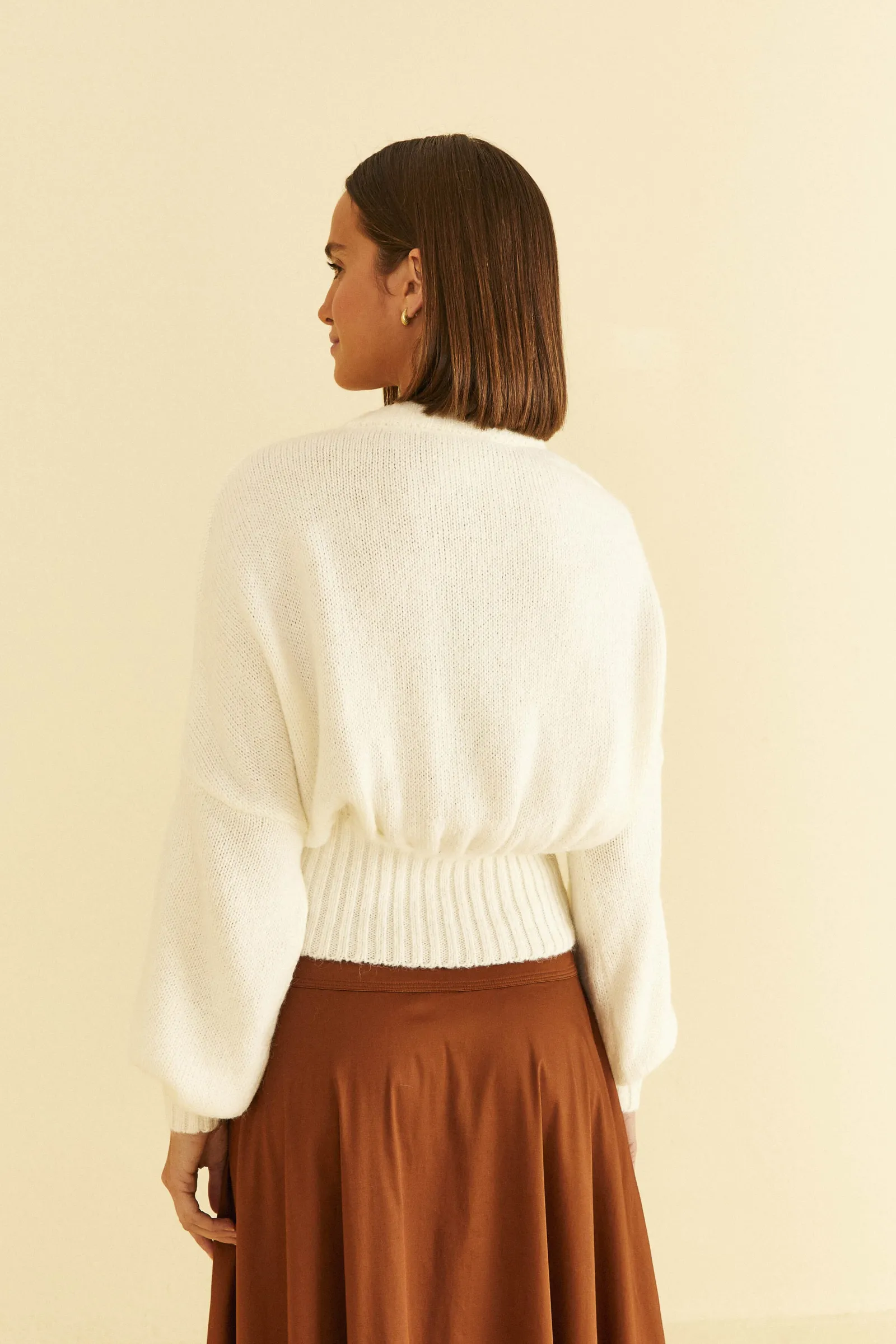 OFF-WHITE BUBBLE KNIT CARDIGAN