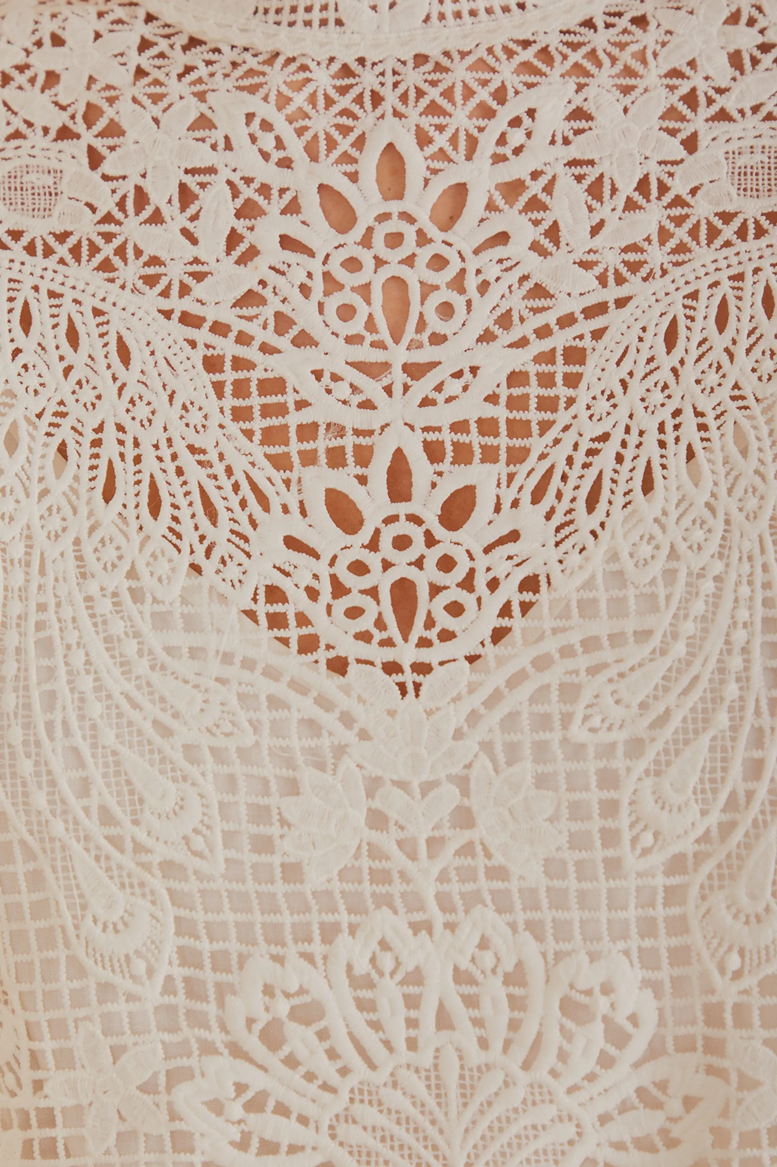 OFF-WHITE GUIPURE LONG SLEEVE BLOUSE