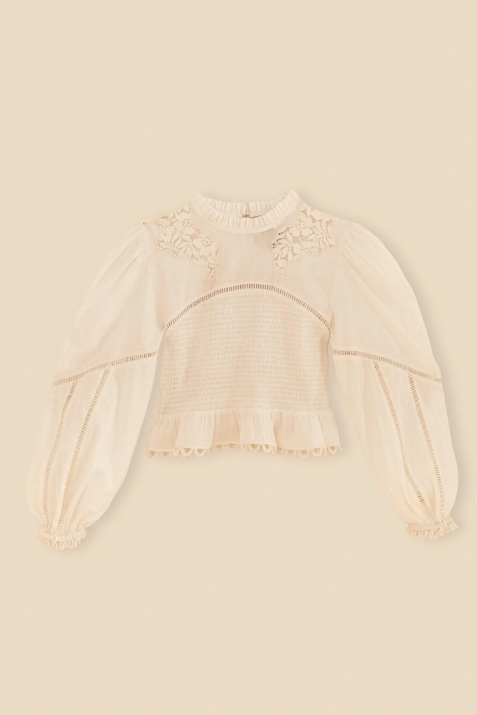 OFF-WHITE SMOCKED BLOUSE