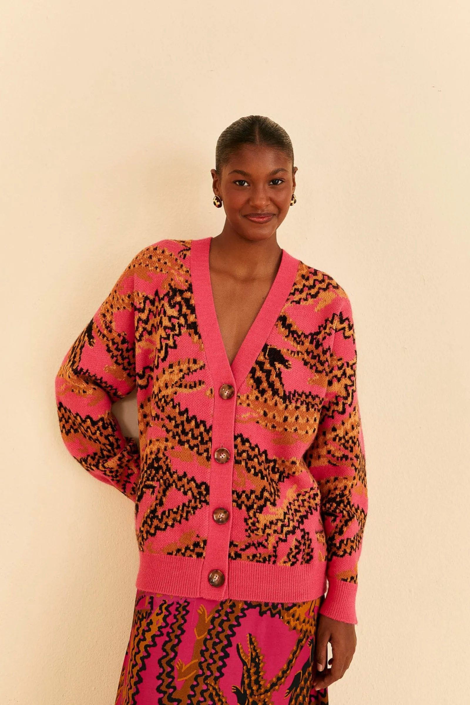  PINK CROCO KNIT CARDIGAN