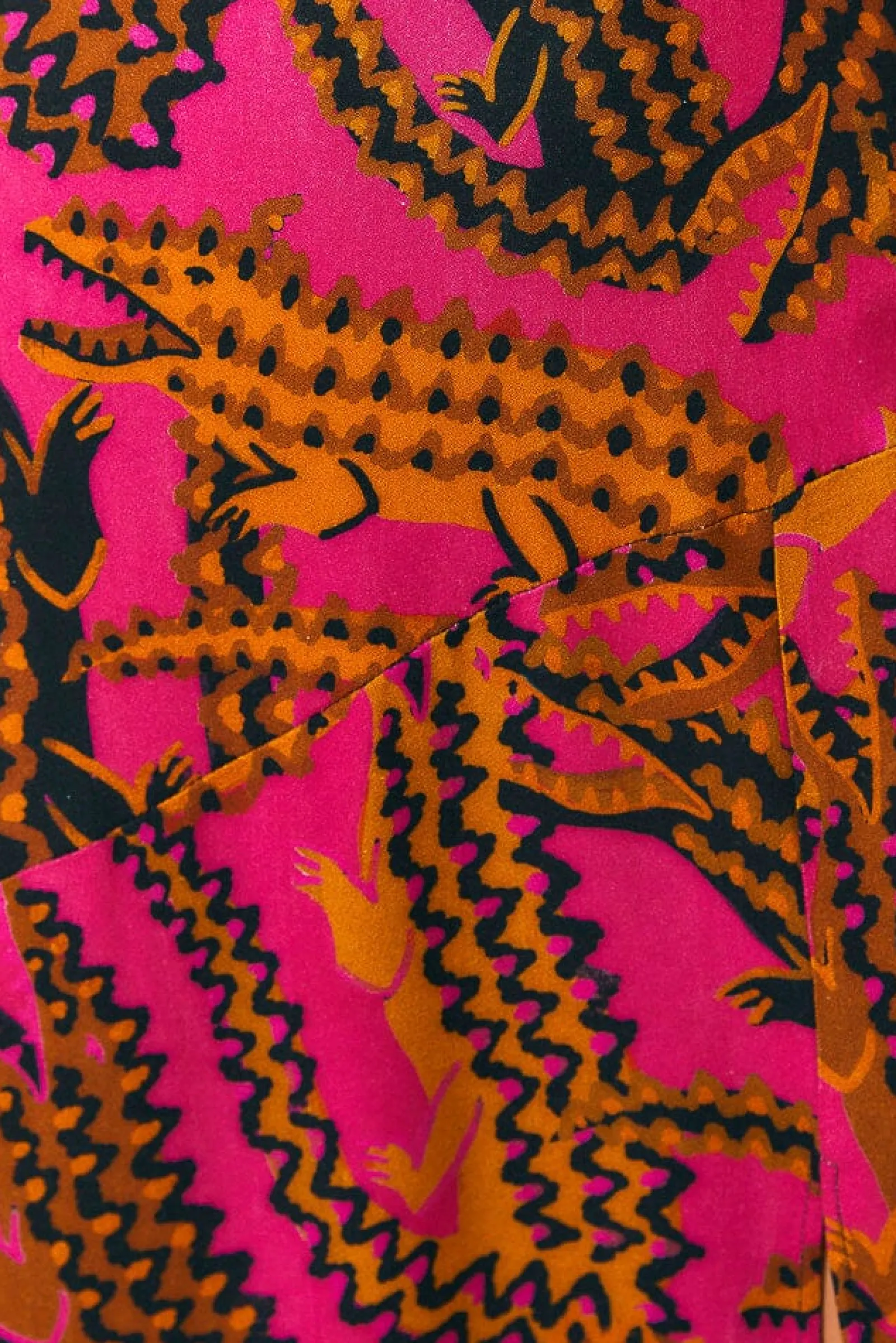 PINK CROCO LENZING™ ECOVERO™ VISCOSE SLIT MIDI DRESS