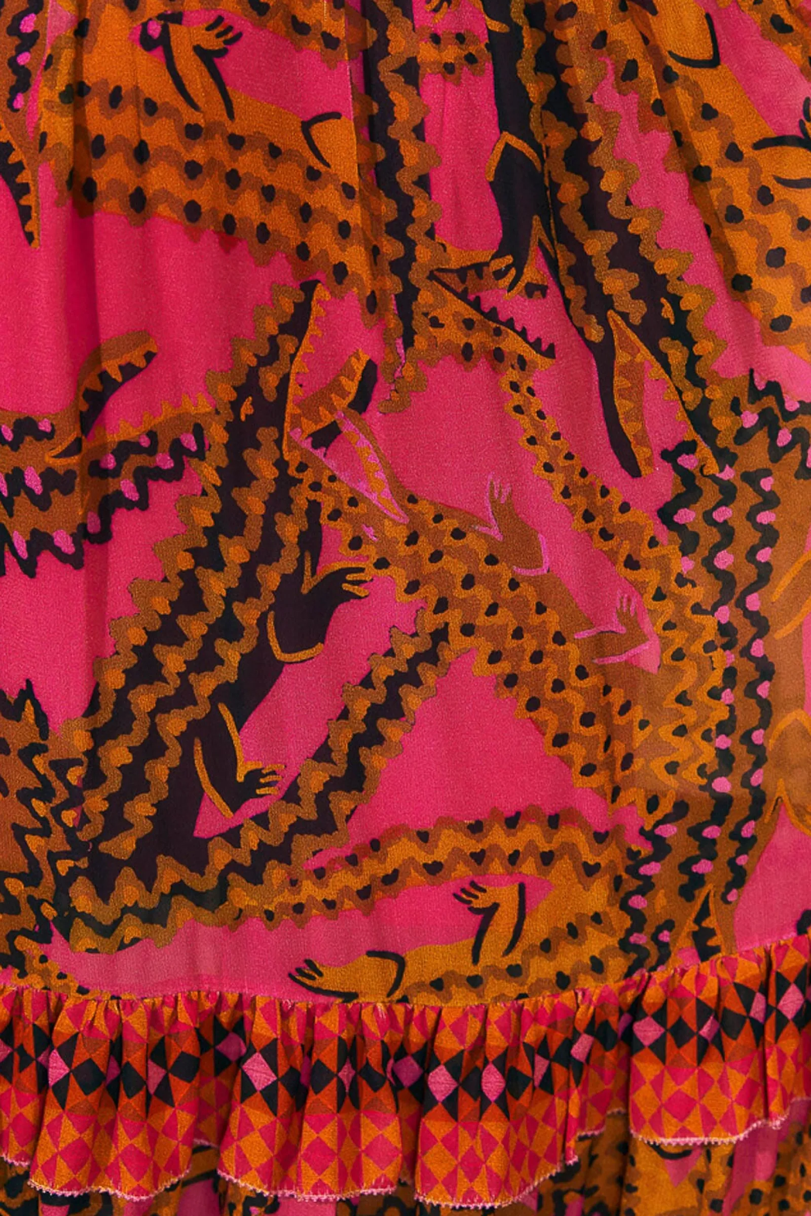 PINK CROCO SHORT SLEEVE MAXI DRESS