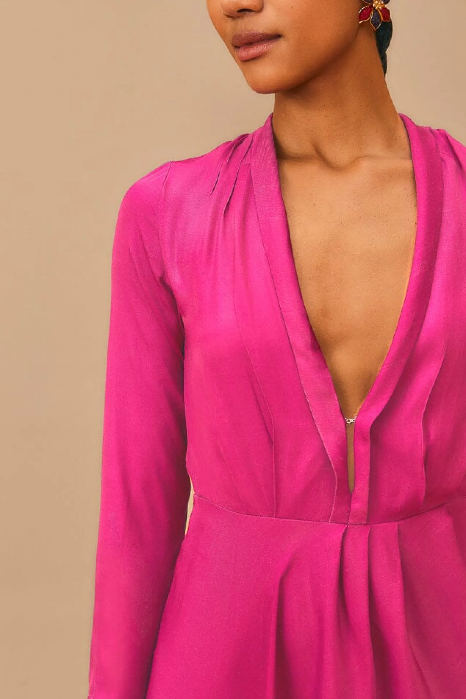 PINK LONG SLEEVE MAXI DRESS