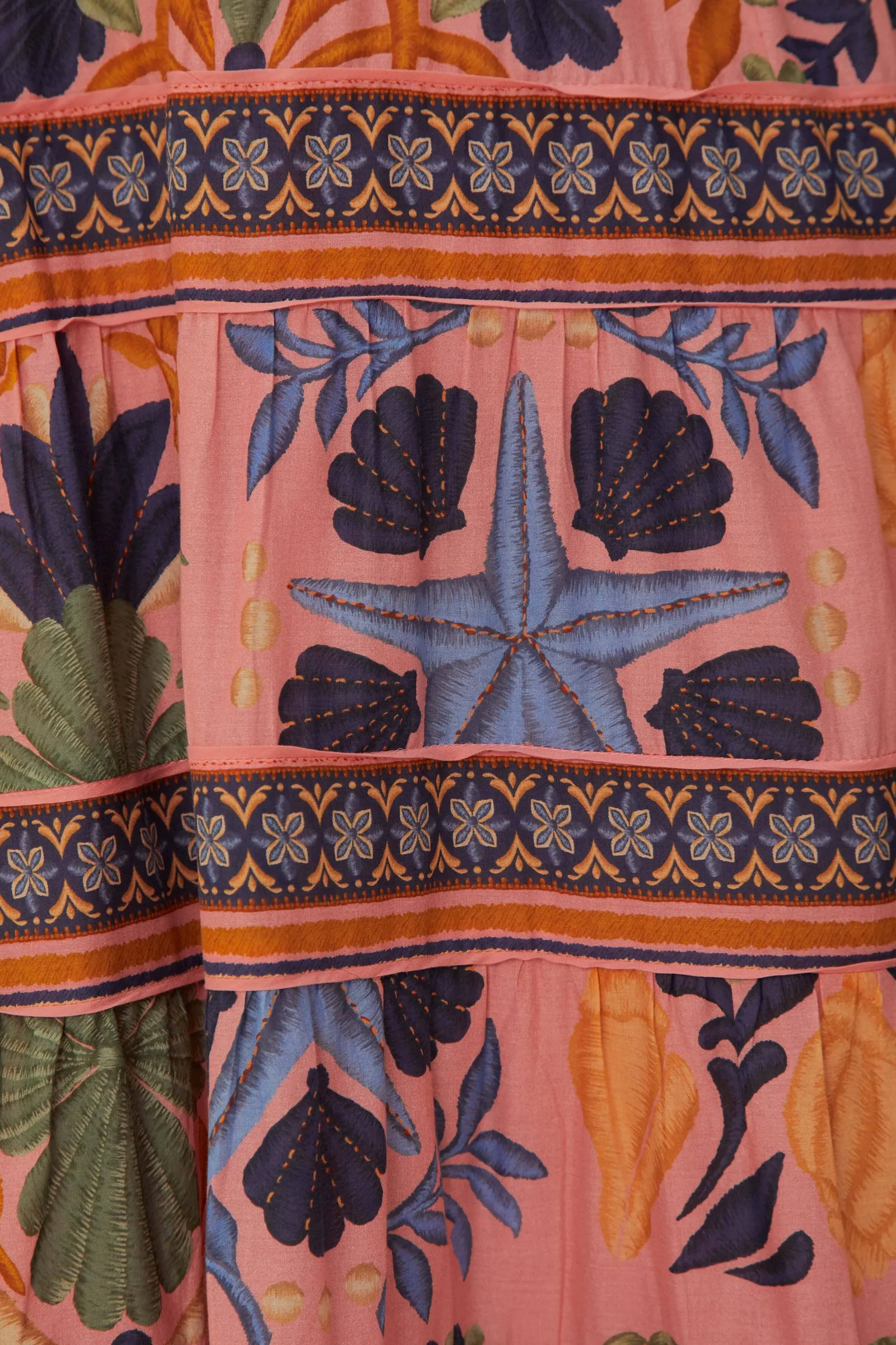 PINK SEASHELL TAPESTRY MIDI DRESS