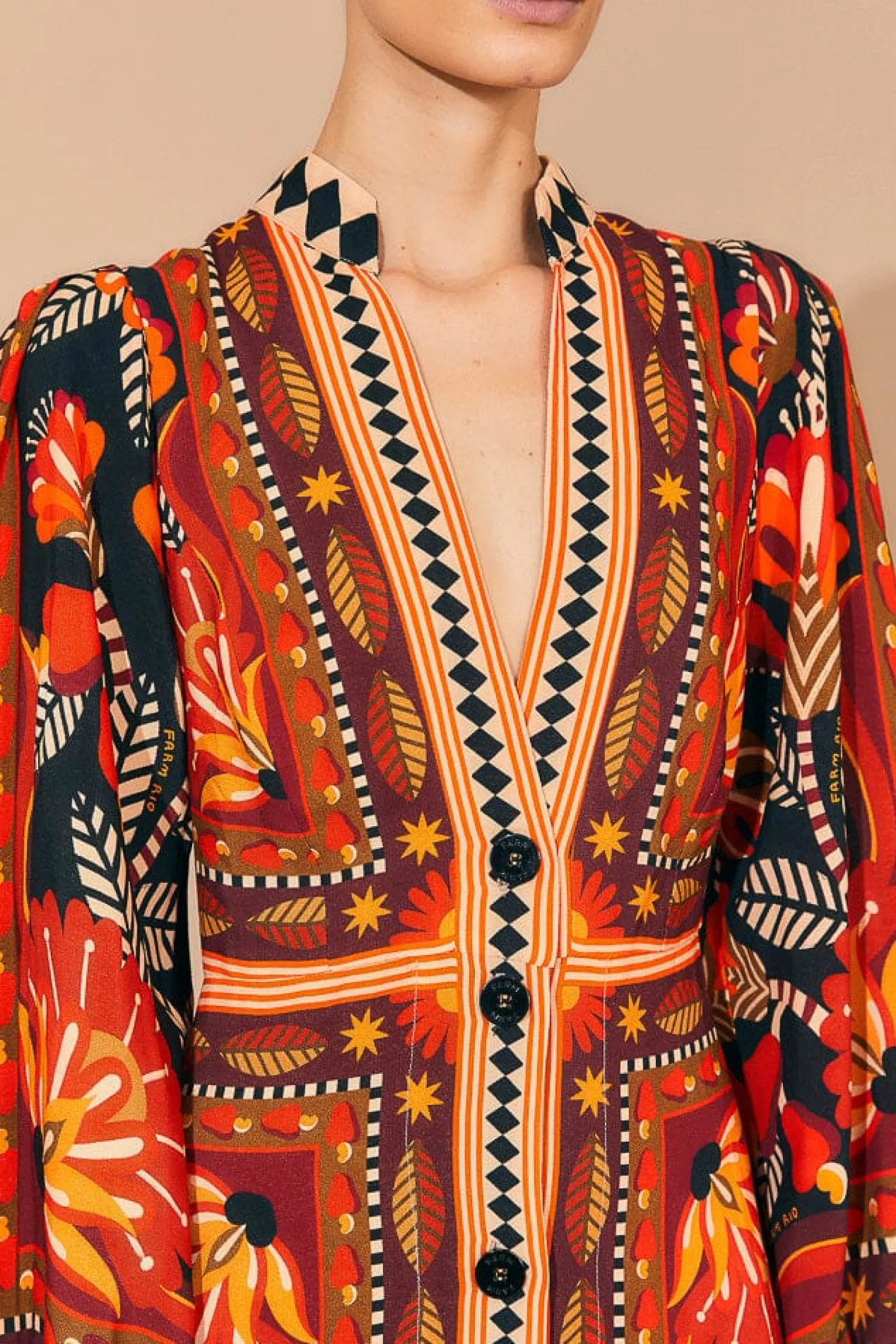 RED NATURE BEAUTY SCARF LONG SLEEVE MAXI DRESS