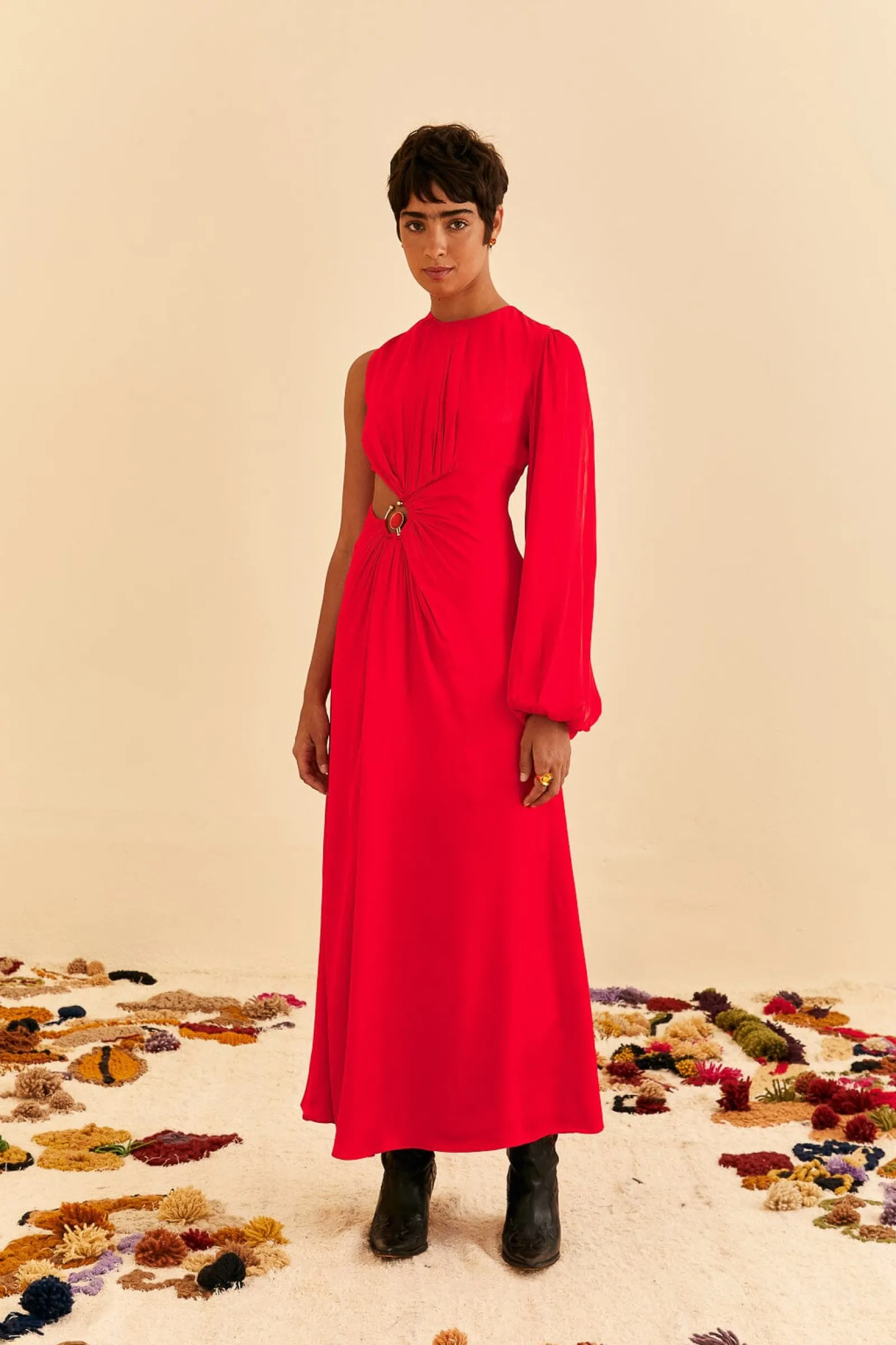  RED ONE SHOULDER MAXI DRESS