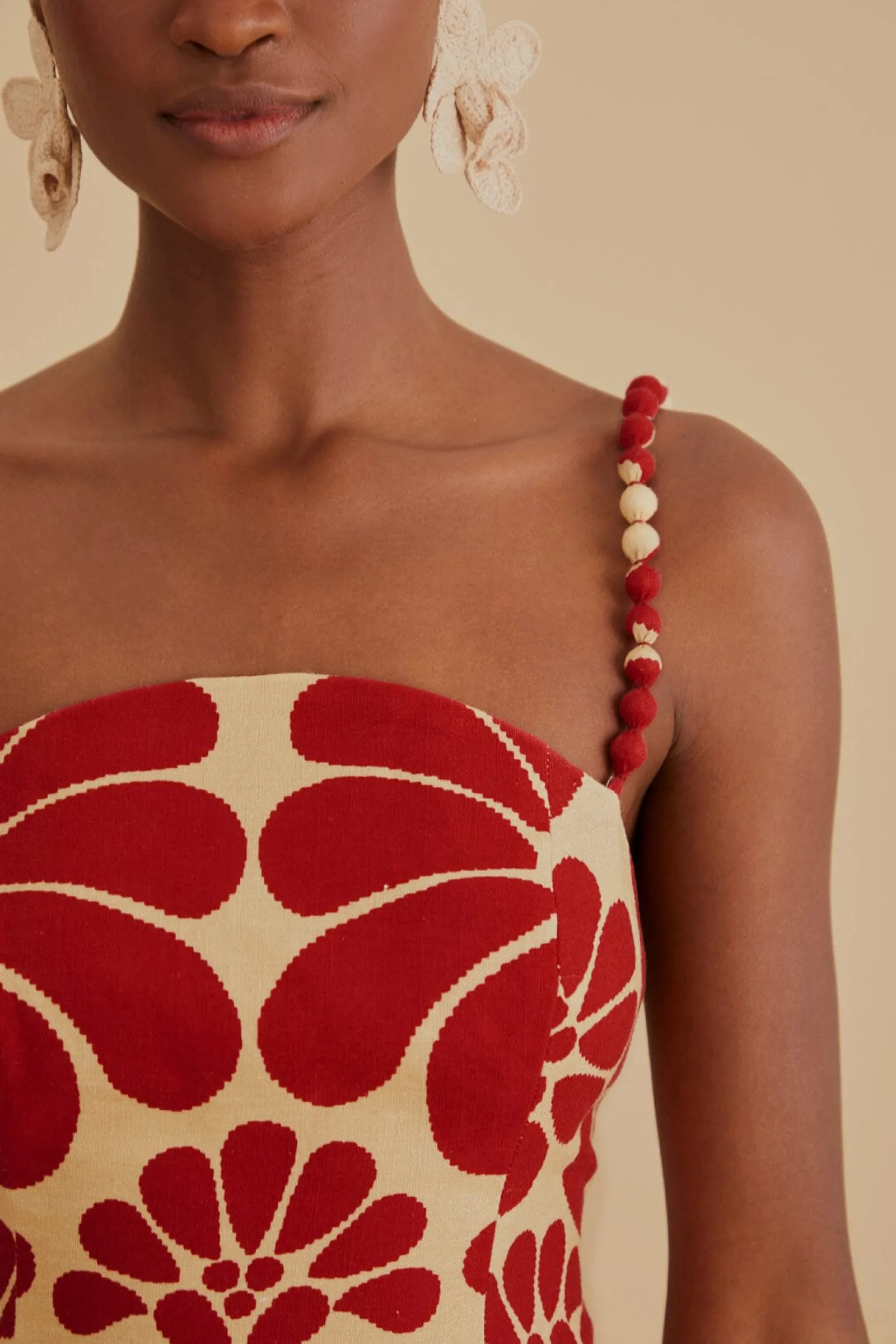 RED PALERMO SLEEVELESS MIDI DRESS