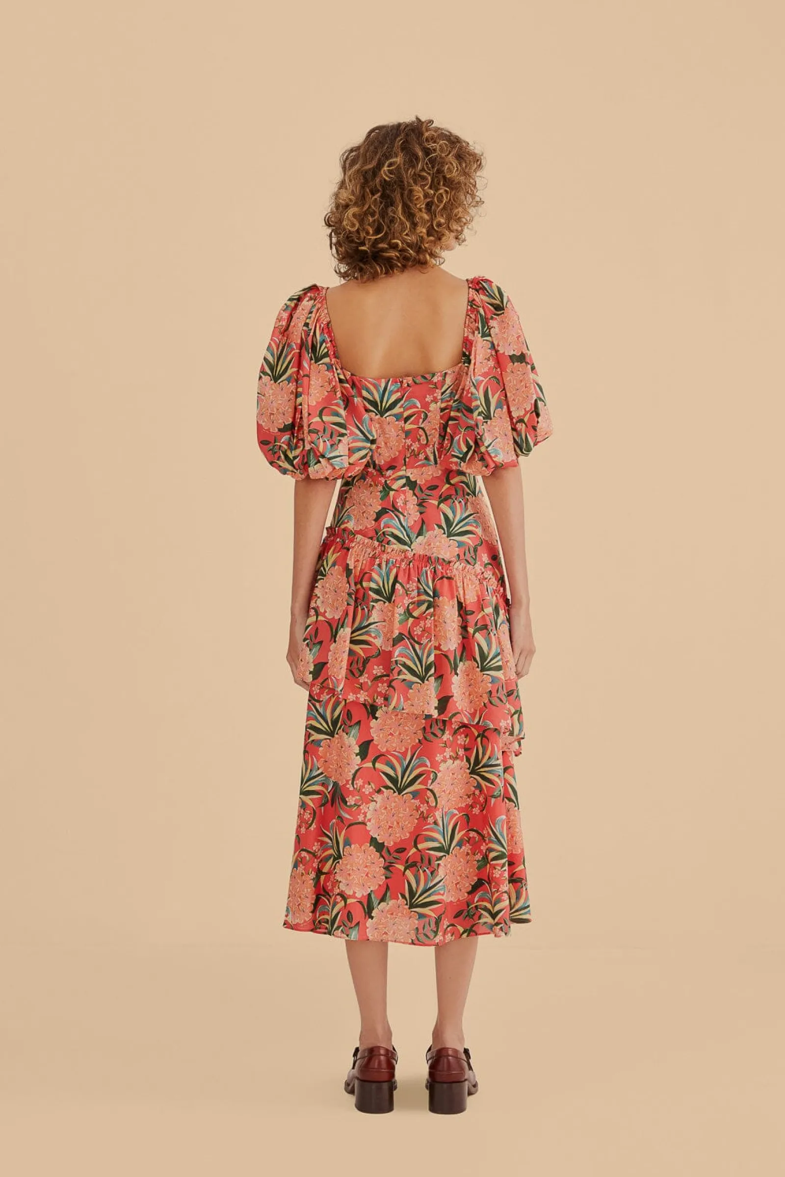 RED PINEAPPLE BLOOM CUT OUT MIDI DRESS