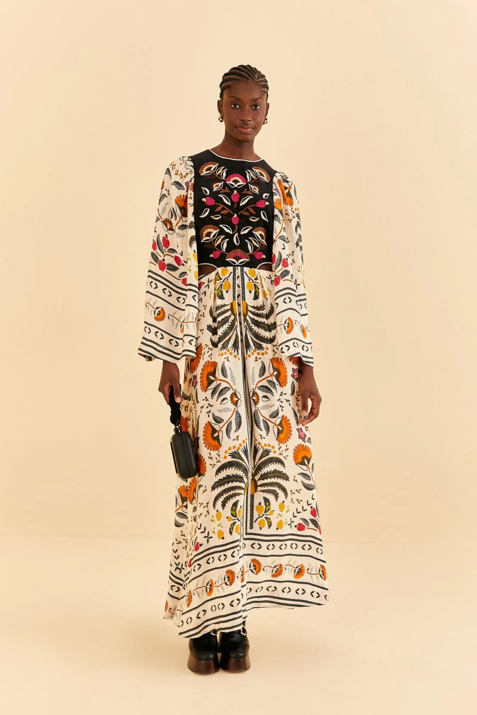  SAND PALMS PARADISE EMBROIDERED CUT OUT MIDI DRESS