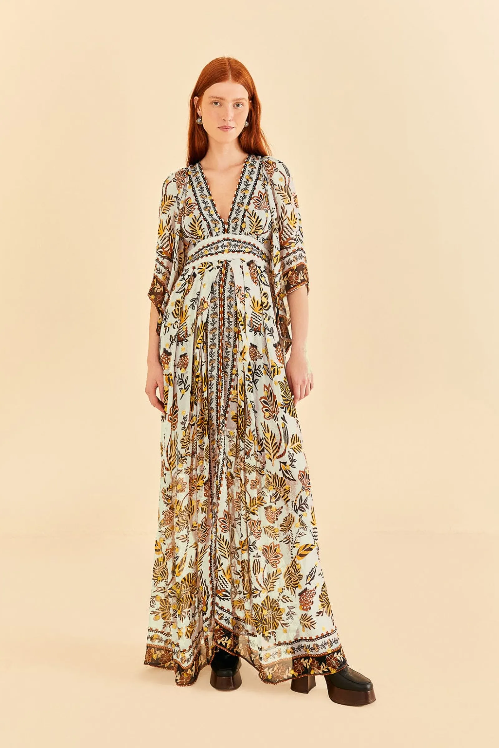  SILVER FLORAL TAPESTRY MAXI DRESS