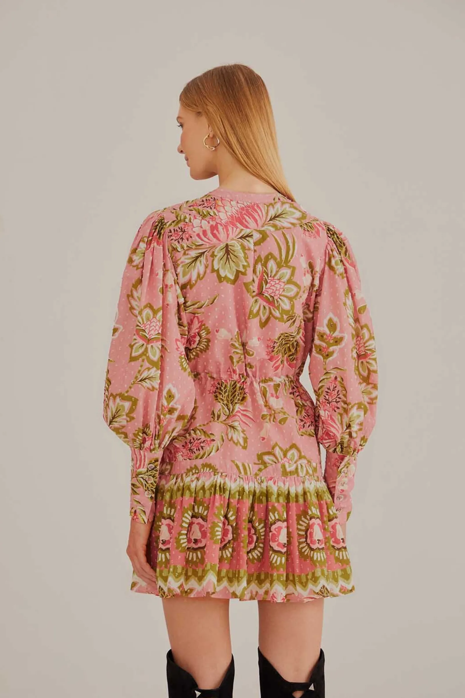 SOFT PINK AURA FLORAL MINI DRESS