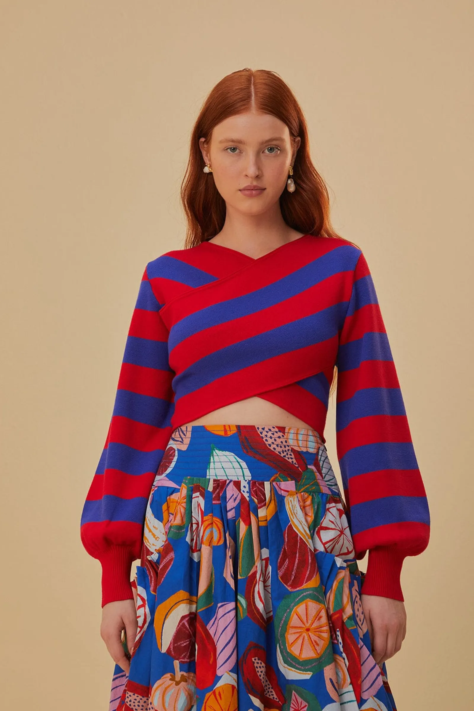  STRIPES WRAP KNIT SWEATER