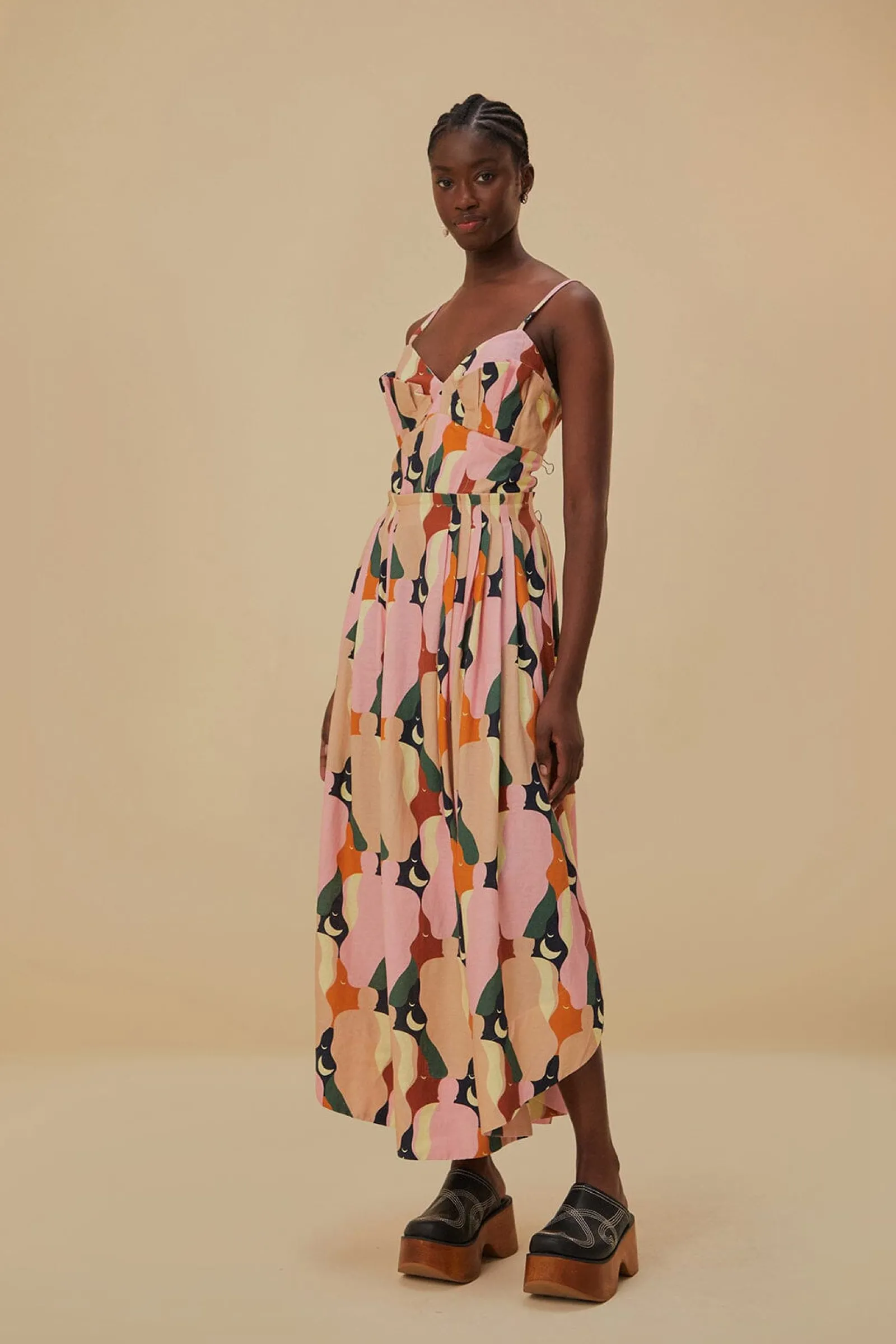  THE KISS MULTICOLOR SLEEVELESS MIDI DRESS