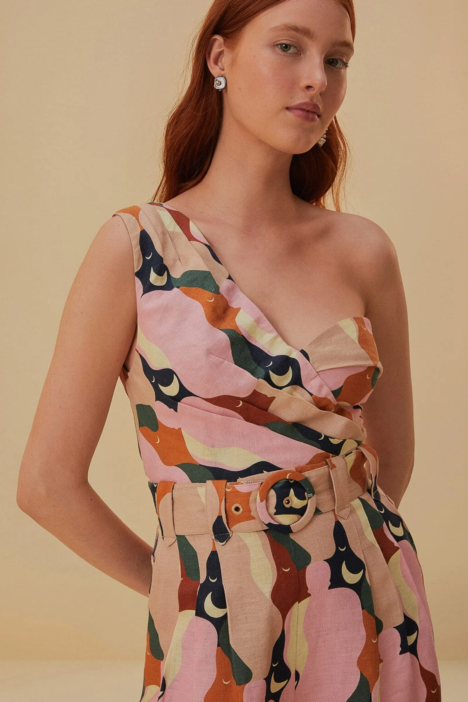 THE KISS MULTICOLOR ONE SHOULDER ROMPER