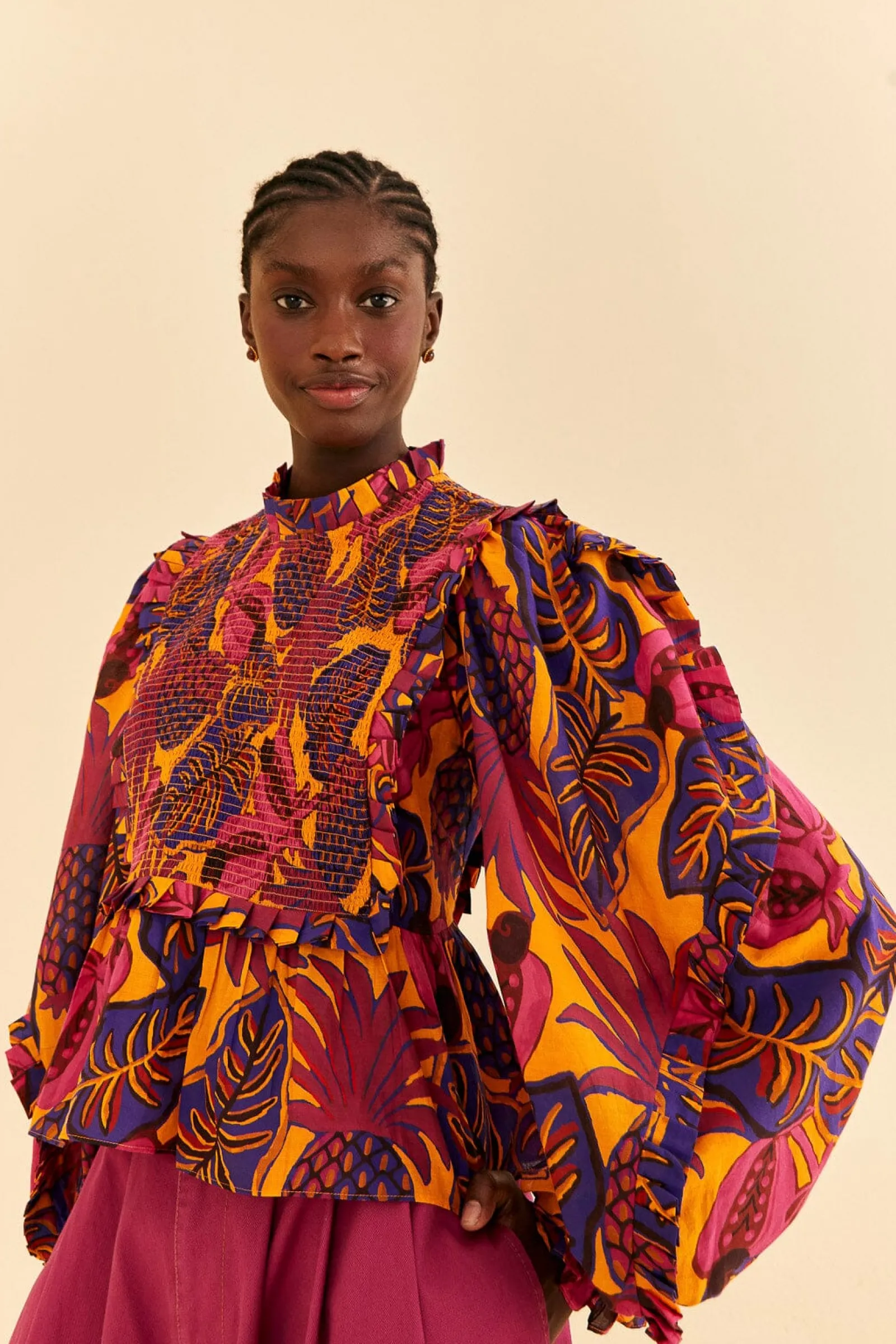  YELLOW FRUIT DREAM LONG SLEEVE BLOUSE