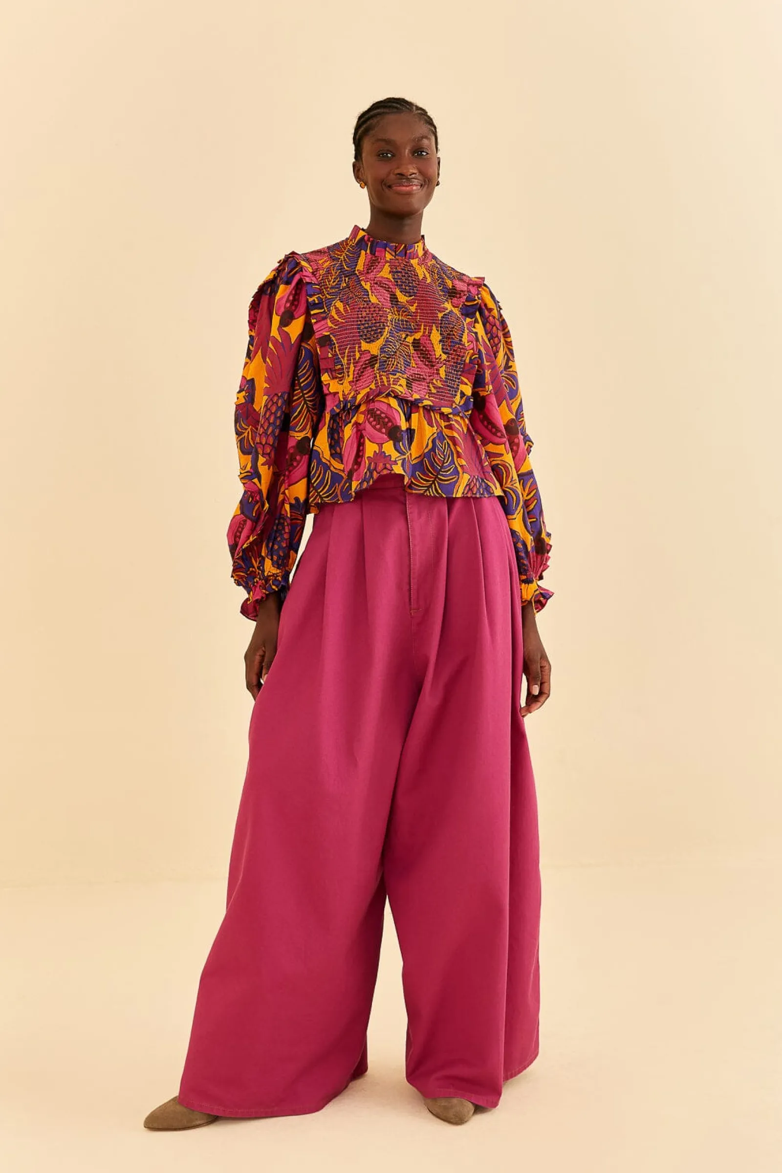 YELLOW FRUIT DREAM LONG SLEEVE BLOUSE