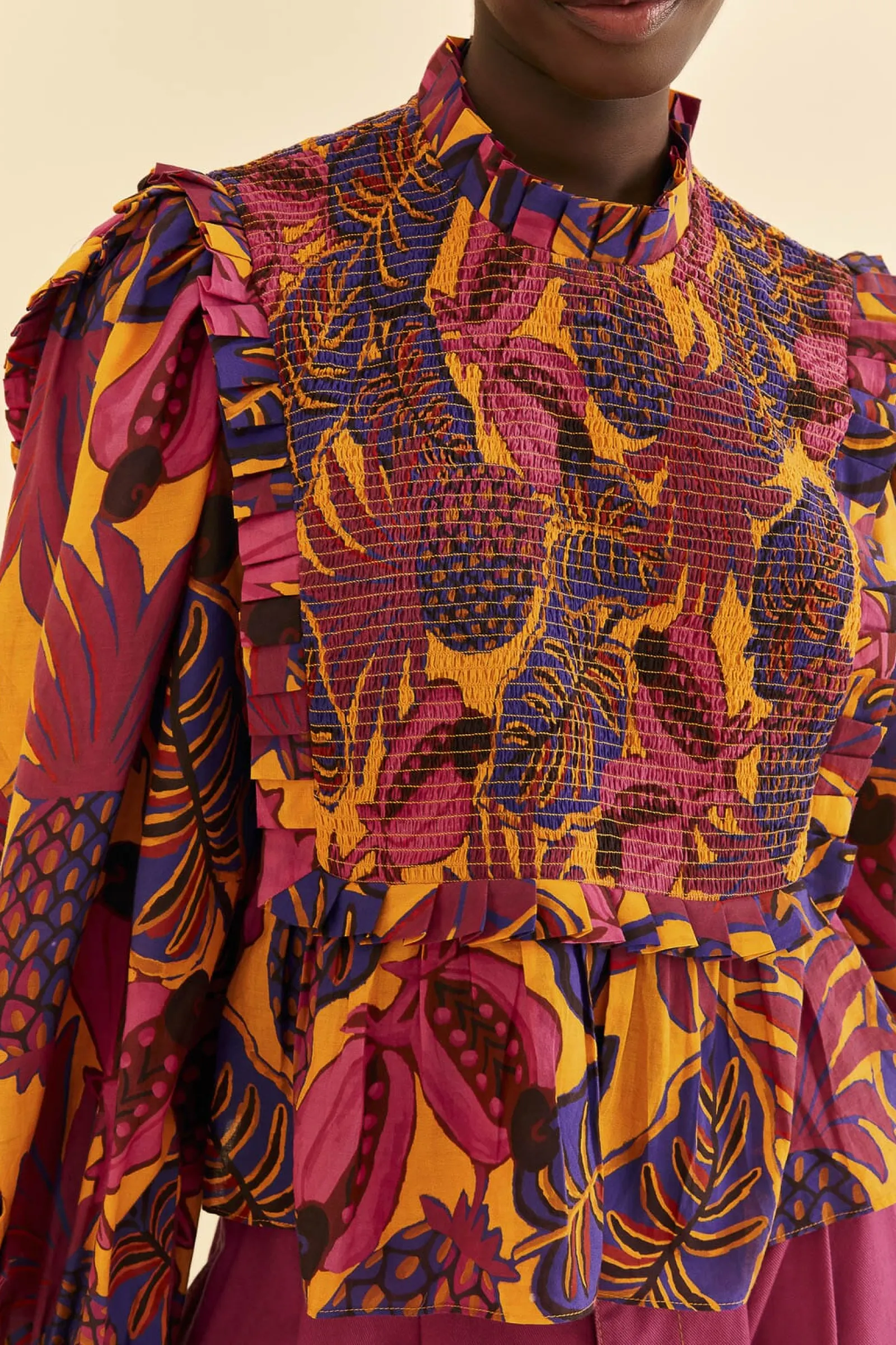 YELLOW FRUIT DREAM LONG SLEEVE BLOUSE