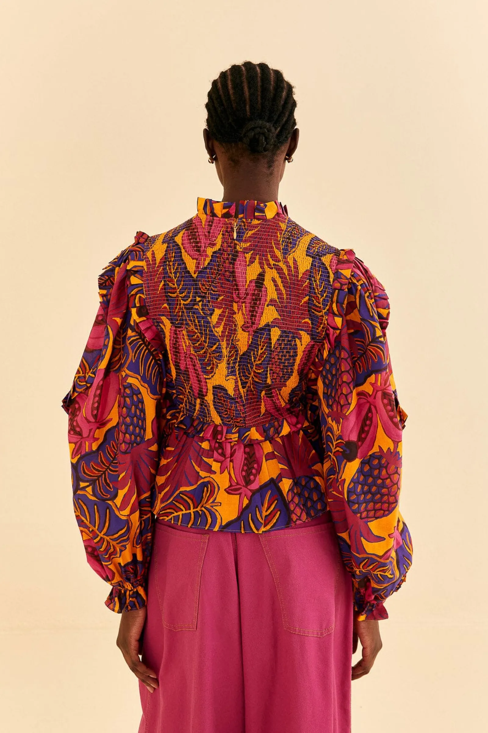 YELLOW FRUIT DREAM LONG SLEEVE BLOUSE