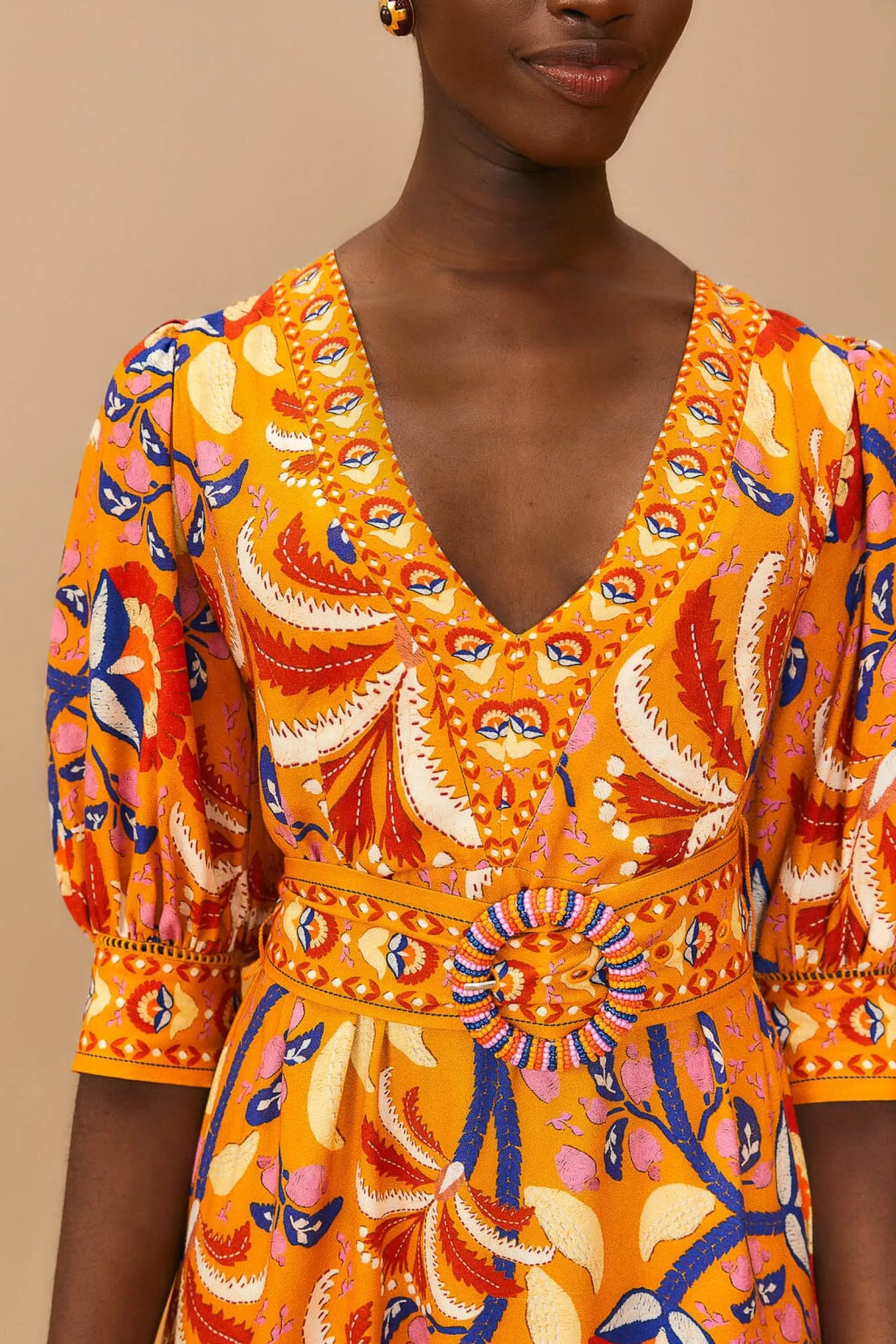 YELLOW PALMS PARTY SHORT SLEEVE MAXI DRESS